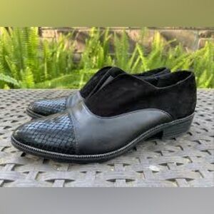 Black Leather multi texture stylish women’s shoes formal and semi formal EU 41